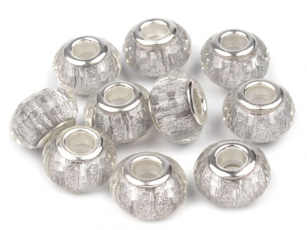 Plastové broušené korálky s velkým průvlekem 9x14 mm