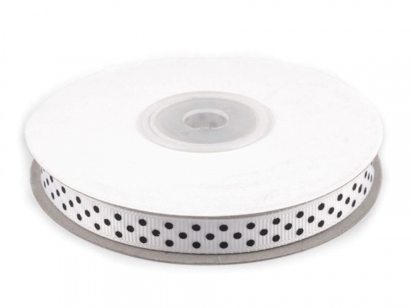 Rypsová stuha  s puntíky šíře 10 mm