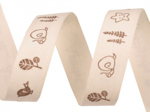 Vánoční bavlněná stuha sobi, hvězdy šíře 16 mm