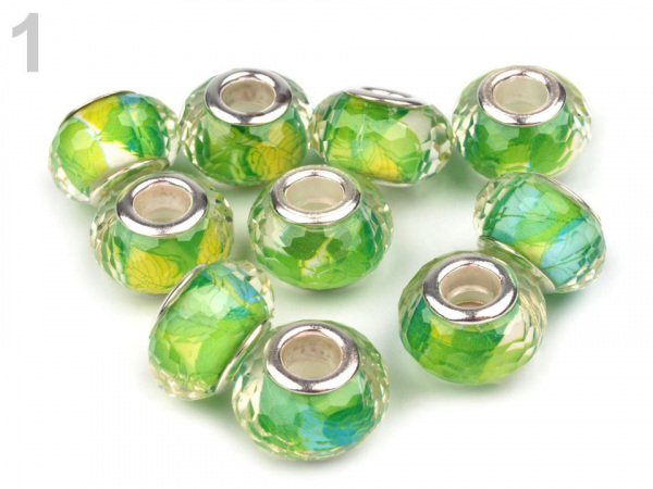 Plastové broušené korálky s velkým průvlekem 9x14 mm