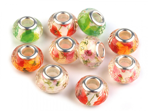 Plastové broušené korálky s velkým průvlekem 9x14 mm