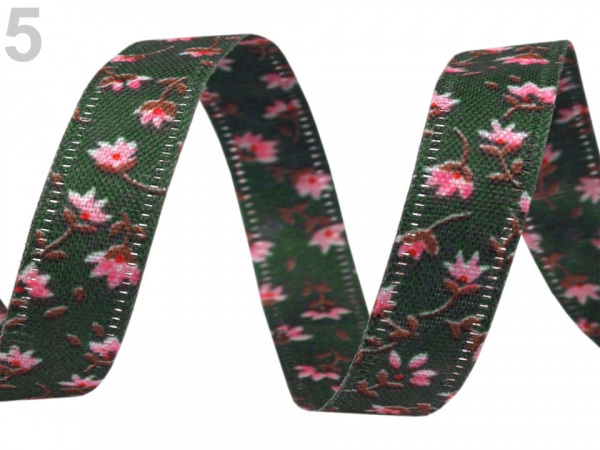 Oboustranná stuha květy šíře 10 mm