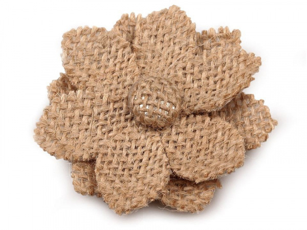 Textilní aplikace / nášivka jutový květ