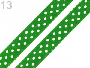 Saténová stuha s puntíky šíře 10 mm