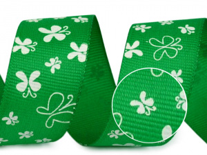 Rypsová stuha s motýly šíře 26 mm