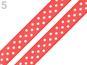 Saténová stuha s puntíky šíře 10 mm
