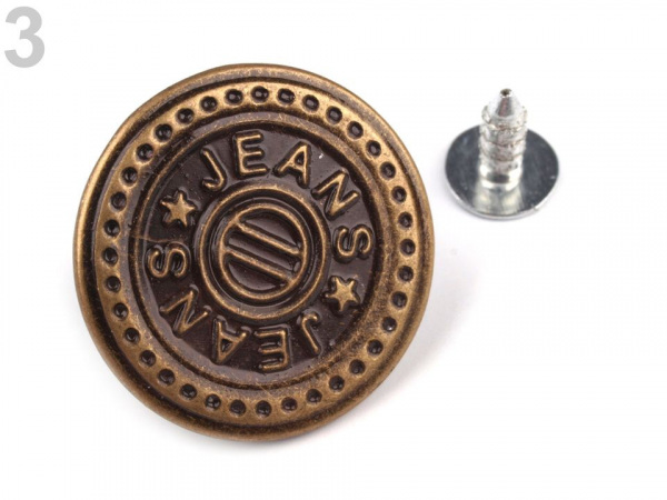 Riflový knoflík Jeans velikost 32"