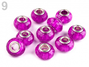 Plastové broušené korálky s velkým průvlekem 9x14 mm