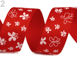 Rypsová stuha s motýly šíře 26 mm