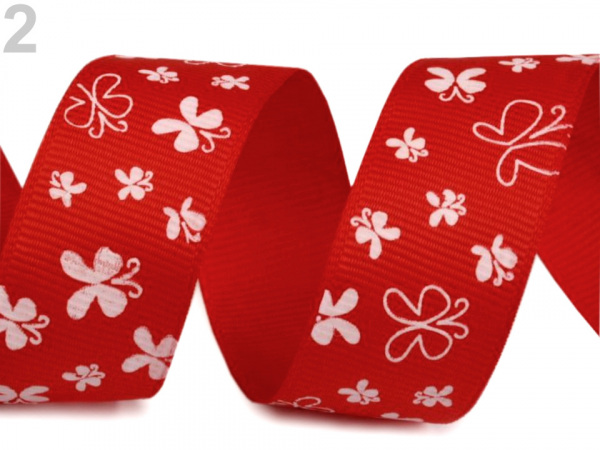 Rypsová stuha s motýly šíře 26 mm