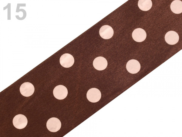 Saténová stuha s puntíky šíře 51 mm