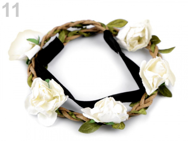 Pružná čelenka do vlasů s růžemi