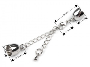 Karabinka s prodlužovacím řetízkem a koncovkami Ø8 mm