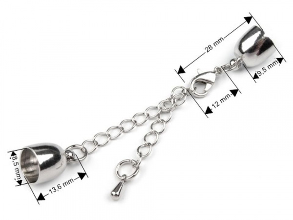 Karabinka s prodlužovacím řetízkem a koncovkami Ø8 mm