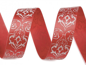 Vánoční stuha s glitry šíře 25 mm