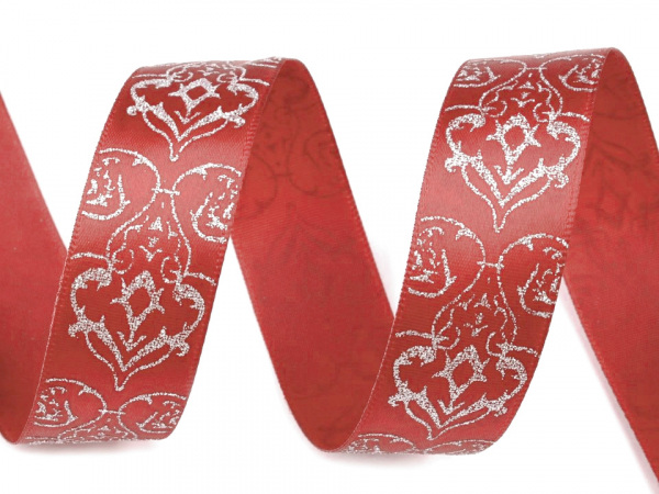 Vánoční stuha s glitry šíře 25 mm