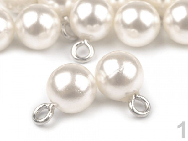 Plastové korálky / perly s očkem 10 mm