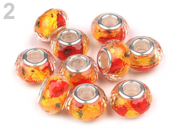 Plastové broušené korálky s velkým průvlekem 9x14 mm