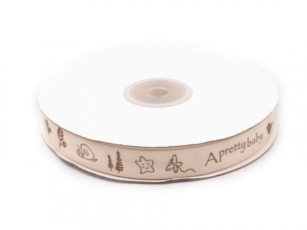 Vánoční bavlněná stuha sobi, hvězdy šíře 16 mm