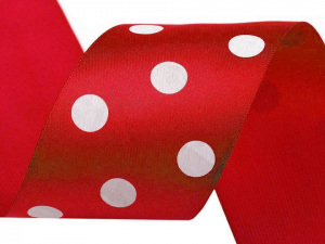 Saténová stuha s puntíky šíře 51 mm