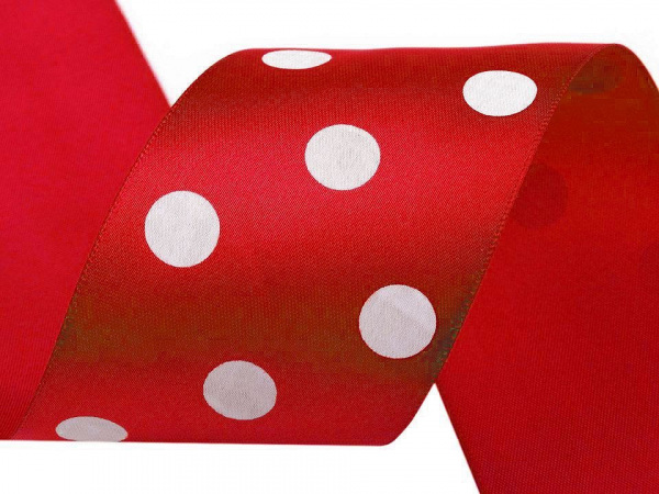 Saténová stuha s puntíky šíře 51 mm