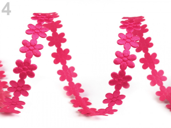 Saténový prýmek šíře 12 mm květy