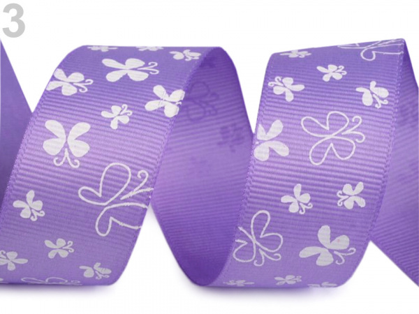 Rypsová stuha s motýly šíře 26 mm