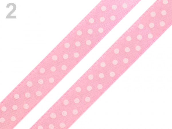 Saténová stuha s puntíky šíře 10 mm