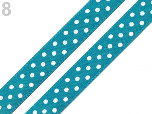 Saténová stuha s puntíky šíře 10 mm