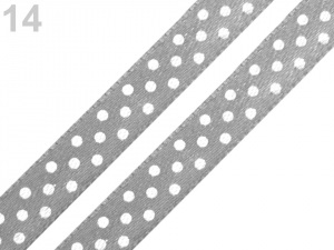 Saténová stuha s puntíky šíře 10 mm