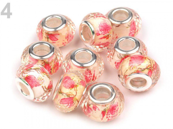 Plastové broušené korálky s velkým průvlekem 9x14 mm