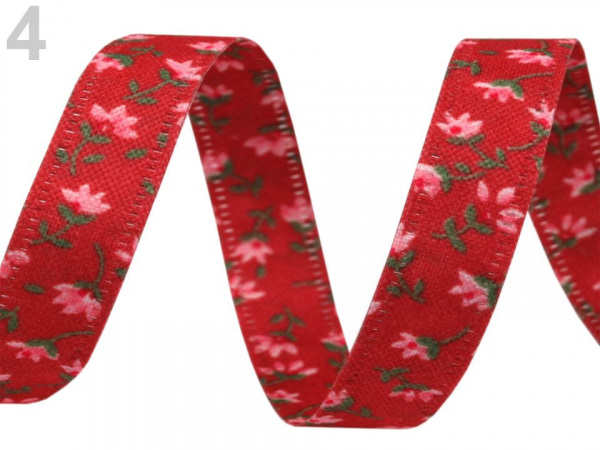 Oboustranná stuha květy šíře 10 mm