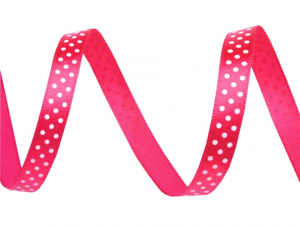Saténová stuha s puntíky šíře 10 mm