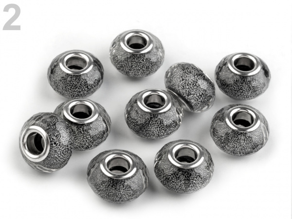 Plastové broušené korálky s velkým průvlekem 9x14 mm