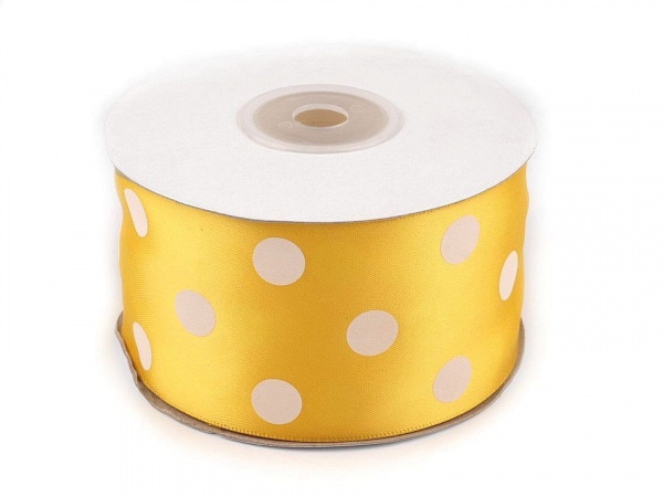 Saténová stuha s puntíky šíře 51 mm