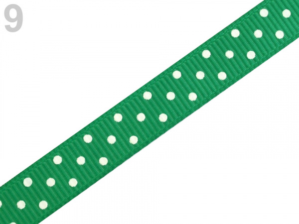 Rypsová stuha  s puntíky šíře 10 mm