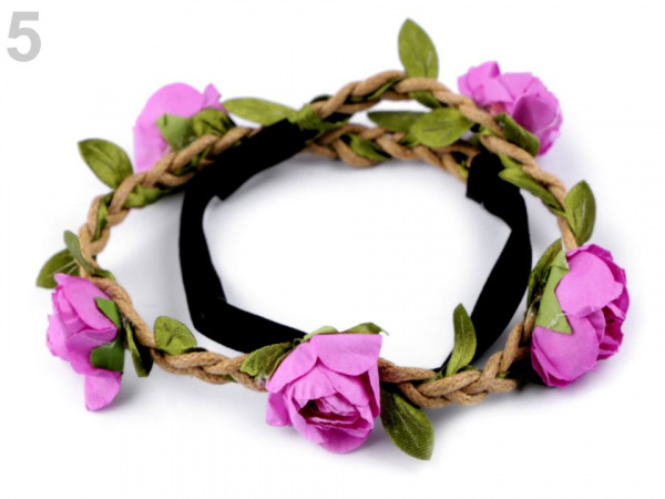 Pružná čelenka do vlasů s růžemi
