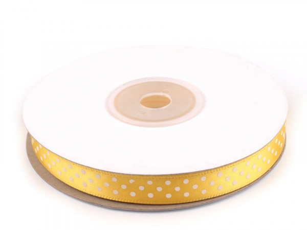Saténová stuha s puntíky šíře 10 mm