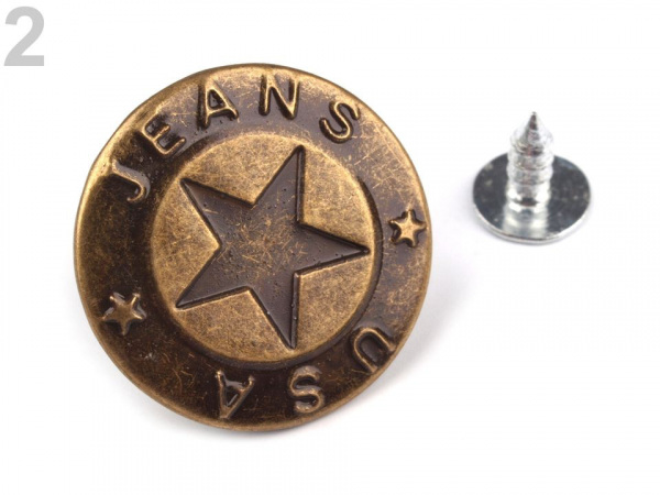 Riflový knoflík Jeans velikost 32"