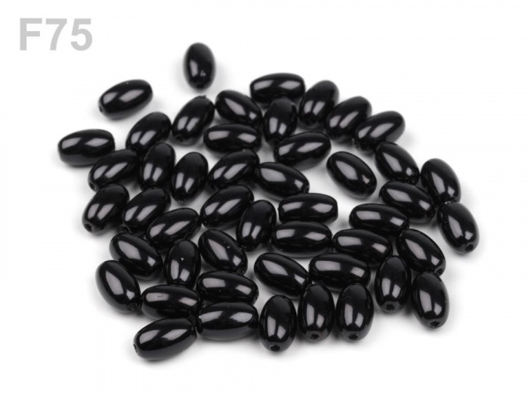 Plastové voskové korálky / perly Glance oliva 6x10 mm