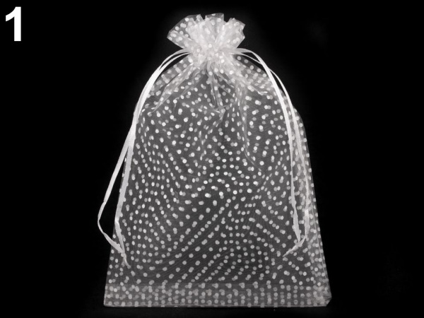 Dárkový pytlík 17x24 cm organza s puntíky
