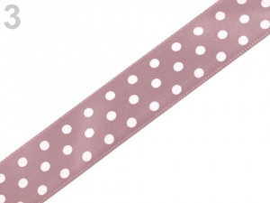 Saténová stuha s puntíky šíře 19 mm