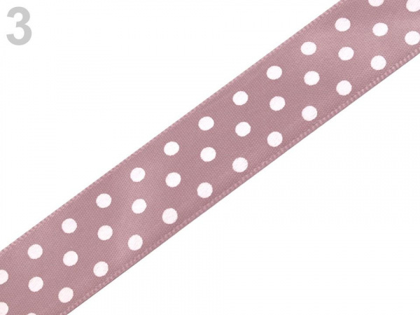 Saténová stuha s puntíky šíře 19 mm