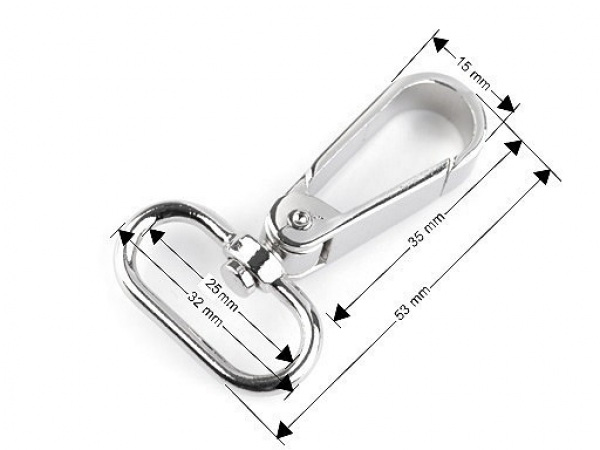 Kovová karabina s obrtlíkem průvlek 25 mm