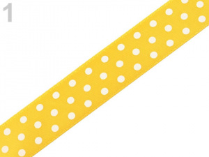 Saténová stuha s puntíky šíře 19 mm