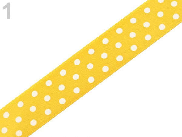 Saténová stuha s puntíky šíře 19 mm