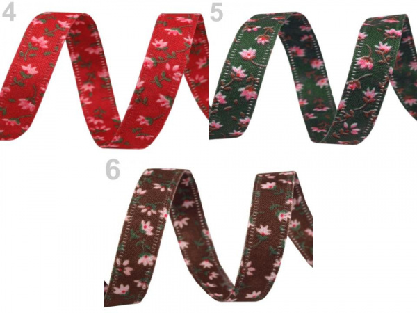 Oboustranná stuha květy šíře 10 mm