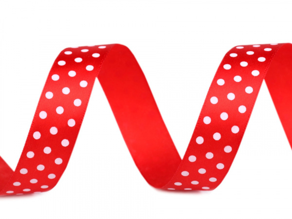 Saténová stuha s puntíky šíře 19 mm