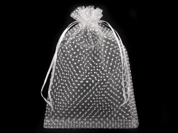 Dárkový pytlík 17x24 cm organza s puntíky