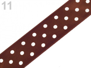 Saténová stuha s puntíky šíře 25 mm